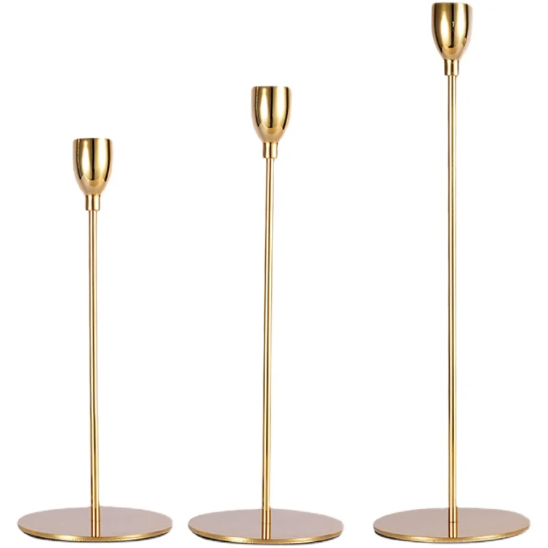 Скандинавский Романтический Золотой подсвечник для ужина при свечах домашний