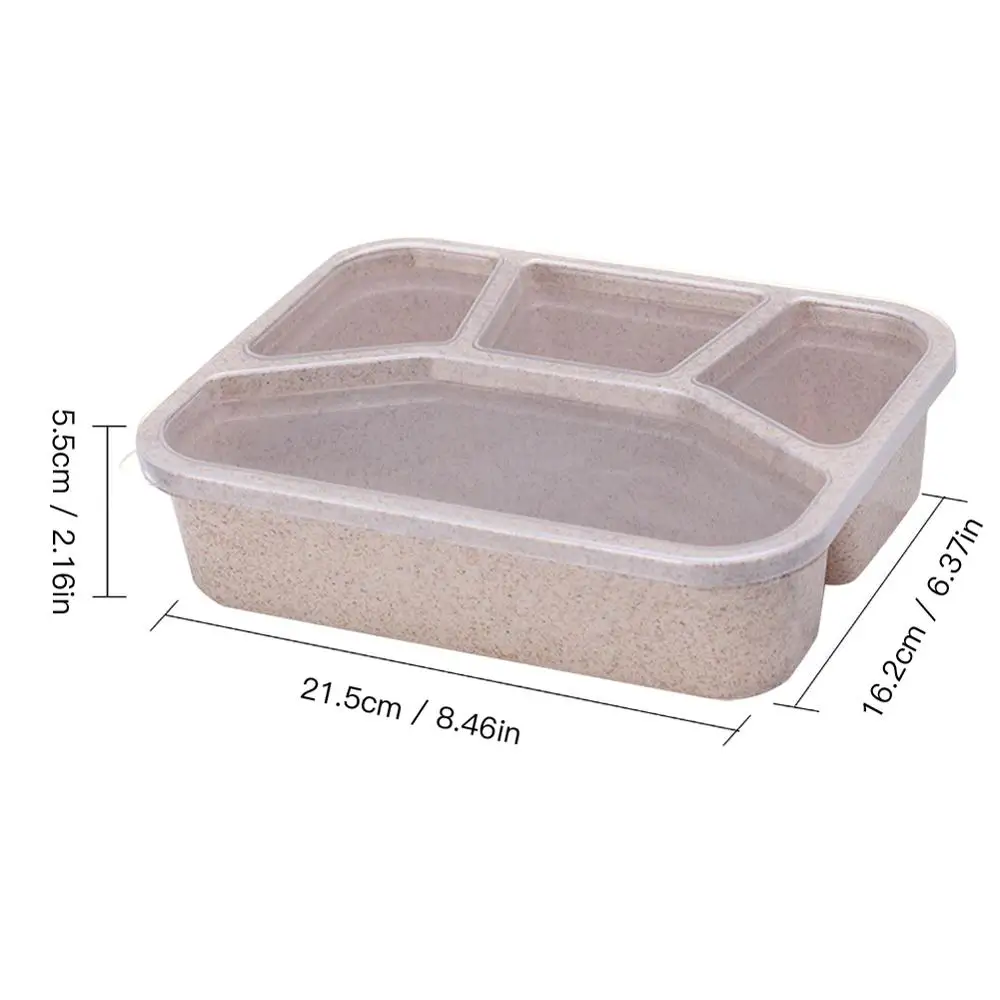 

Wheat Lunch Box 4 Lattice Microwave Fast Food Fruit Box Office Worker Picnic Food Container High Quality Lunch Box