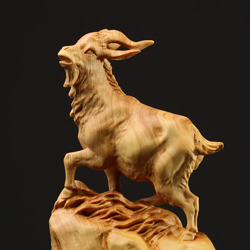 Статуя из козы 12/14 см резная по дереву овечка украшение фэн шуй резьба ремесла