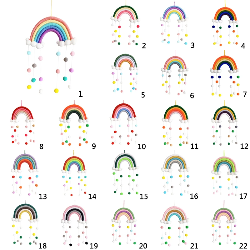 

Hand Woven Cloud Rainbow Hanging Strap Hair Ball Charm Children's Room Decoration Accessories