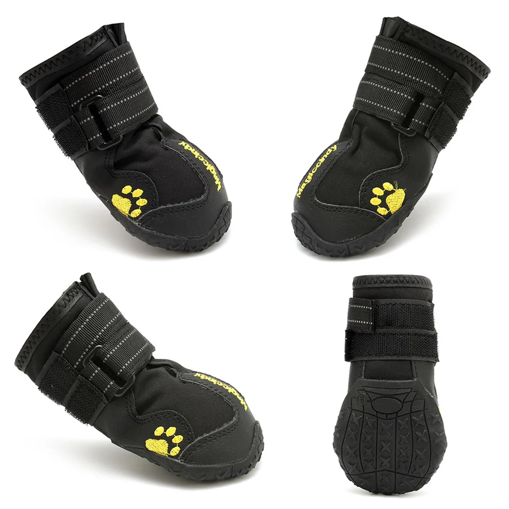 

4pcs Winter Pet Dog Puppy Casual Anti-Slip Snow Boots Warm Dog Shoes Size 8 (Black)