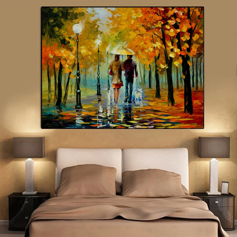 

Canvas Painting Landscape Posters and Prints Colorful Oil Painting Street Tree Wall Pictures for Living Room Cuadros Home Decor
