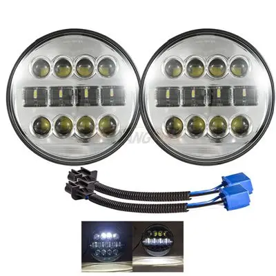 60w chrome 2X7 дюймов круглый светодиодный фары проекционный комплект фар для Jeep Wrangler JK TJ LJ lada niva 4x4 suzuki samurai Hummer H1 H2 - Цвет: 60w chrome