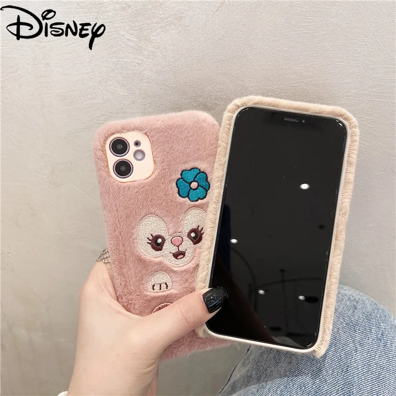 

Disney autumn and winter plush cartoon Duffy bear couple mobile phone case for iphone12/12promax/se/xr/xs/11pro/7p/8p/7/6s/mini