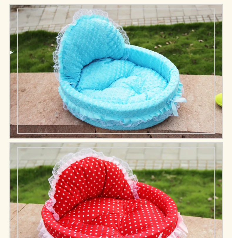 Sweet Lace Princess Dog Bed Cat Nest Puppy Soft Puppy Teddy Pet Bed Suitable for Small and Medium Dogs and Cats Sofa Kennel