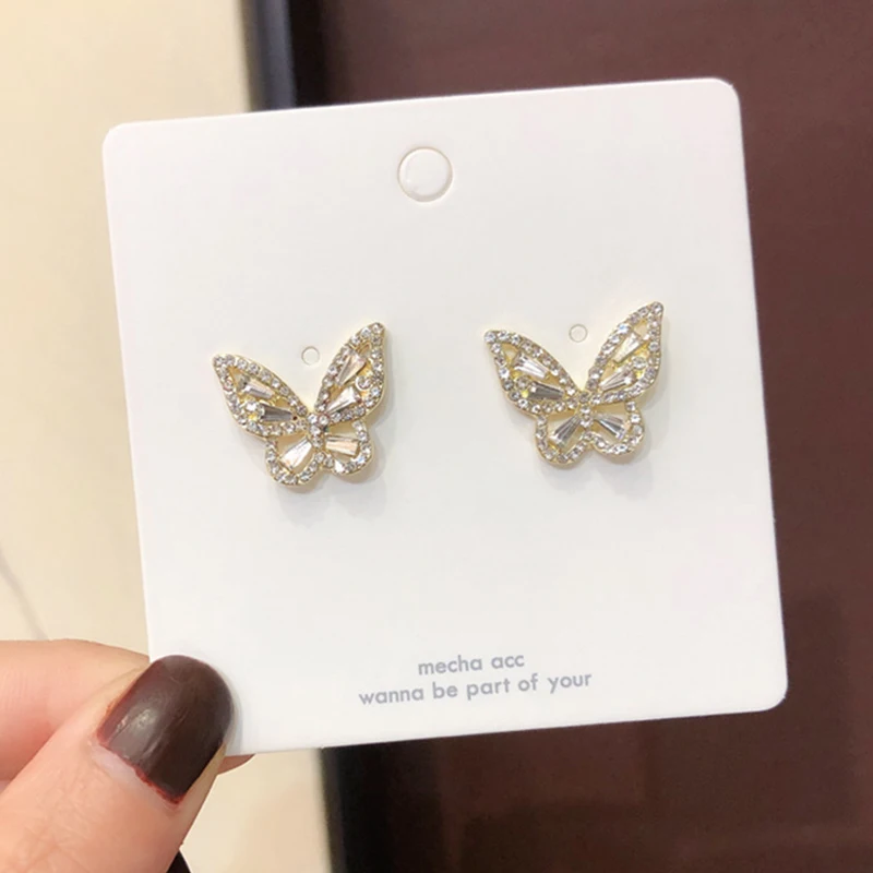 

Exquisite Rhinestone Butterfly Stud Earrings For Women Elegant Charming Shiny Earring Girls Party Jewelry Piercing Gifts