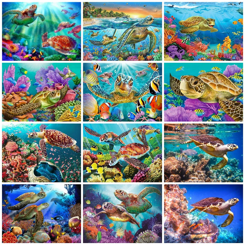 

Алмазная вышивка EverShine черепаха, алмазная живопись своими руками, животное, море, полная вышивка, Декор для дома