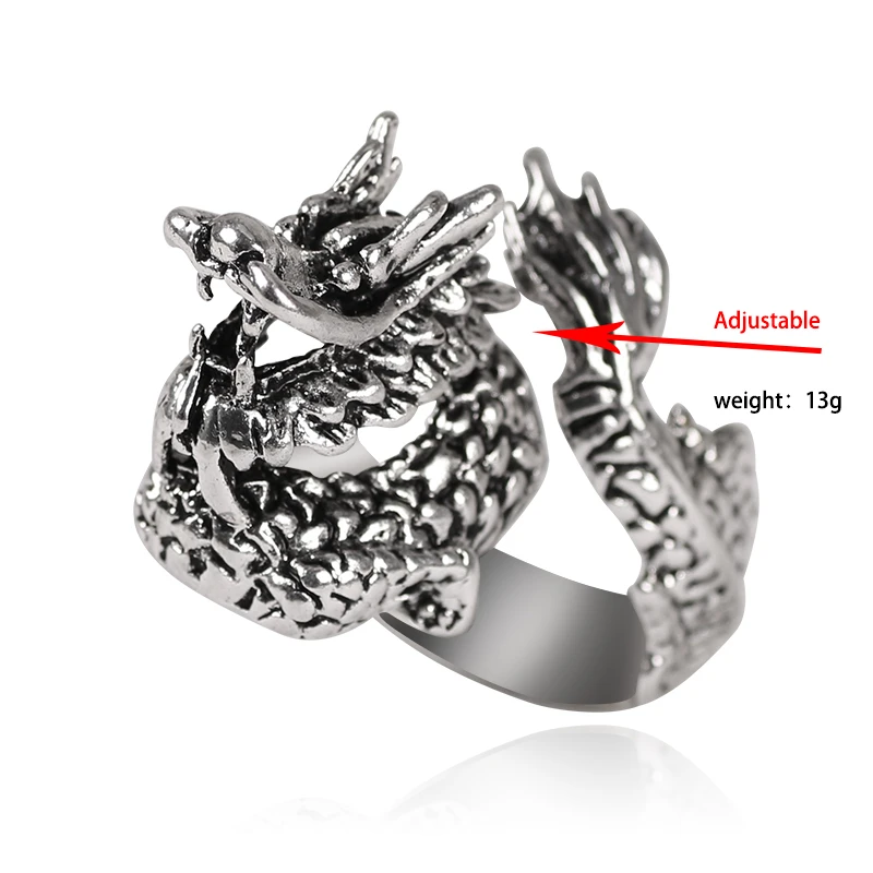 2020 New Personality Domineering Men Adjustable Dragon Ring Punk Animal Plated Metal Zinc Alloy Accessories Gift | Украшения и