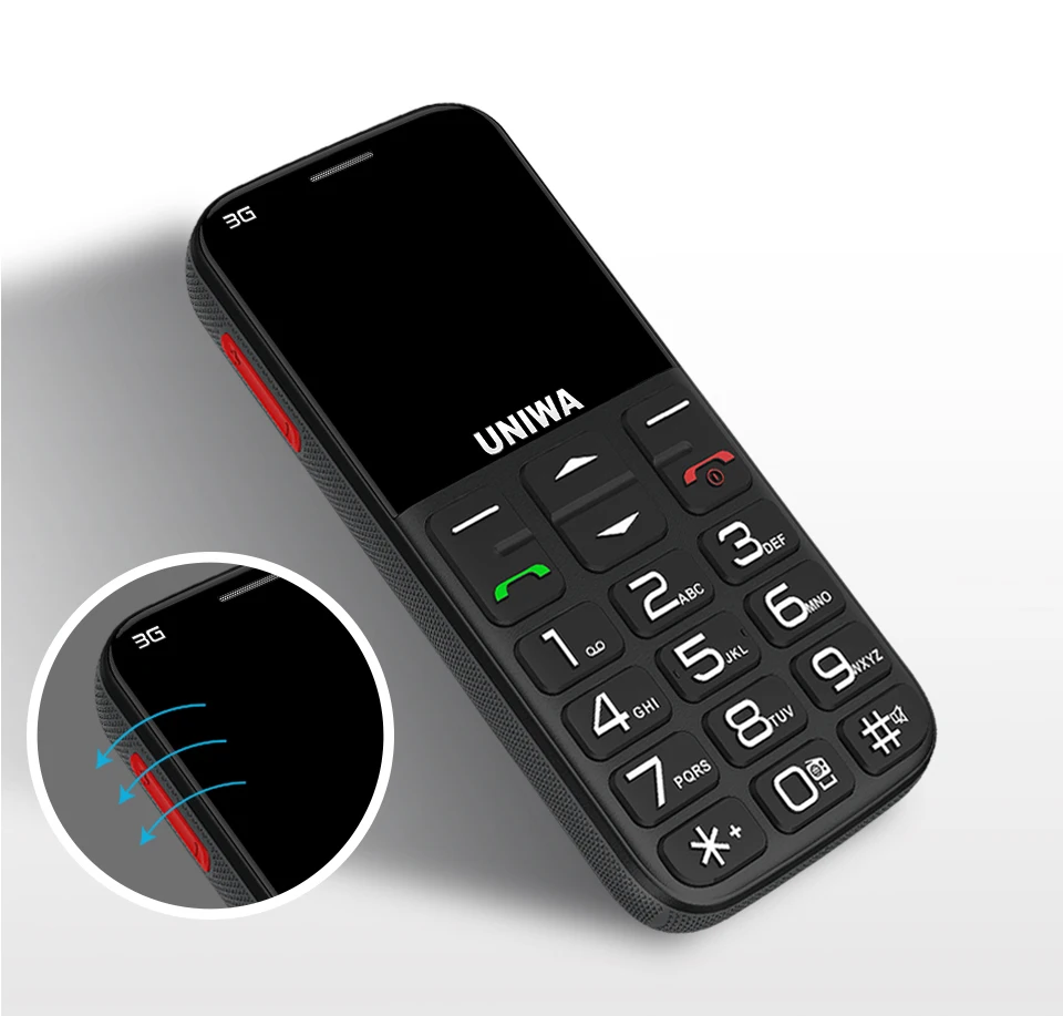 UNIWA V808G английская русская клавиатура 10 дней в режиме ожидания 3g WCDMA сильный фонарь Мобильный телефон большой SOS 3g мобильный телефон
