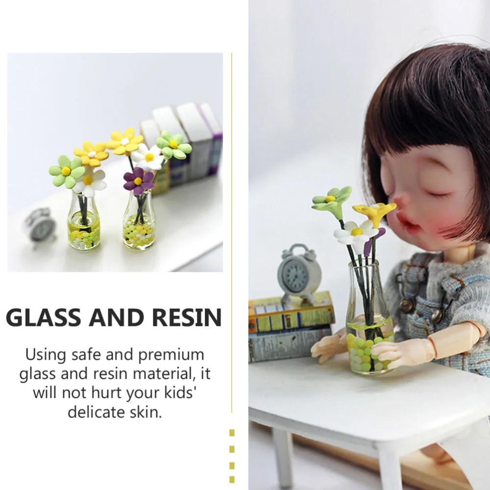 

2Pcs Doll House Vases Micro Landscape Models Mini Flower Arrangement Pots