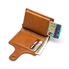Держатель для кредитных карт с RFID-блокировкой, металлический бумажник для мужчин и женщин, Модные Винтажные кошельки из искусственной кожи с алюминиевой коробкой для мужчин и женщин