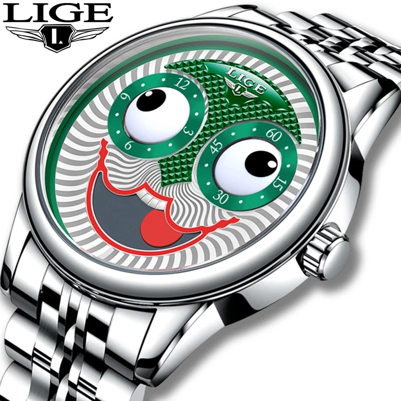 

Часы наручные LIGE Мужские автоматические, роскошные механические высококлассные водонепроницаемые из нержавеющей стали с коробкой, новый д...