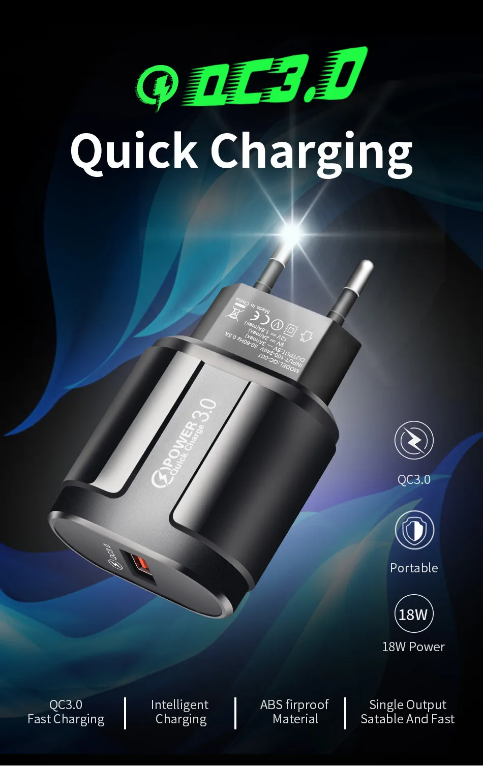 USLION Быстрая зарядка QC 3,0 USB en US зарядное устройства для iPhone samsung Xiaomi универсальная Быстрая зарядка мобильные телефоны настенные зарядные устройства