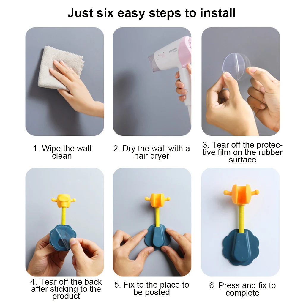 

hower Head Holder Hanger Punch-free Wall-Mounted Showerhead Bracket Self-Adhesive Adjustable Rack Bathroom Hook