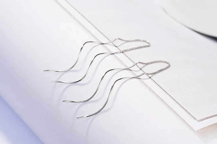 Серьги из стерлингового серебра витой длинный кисточка серьги для