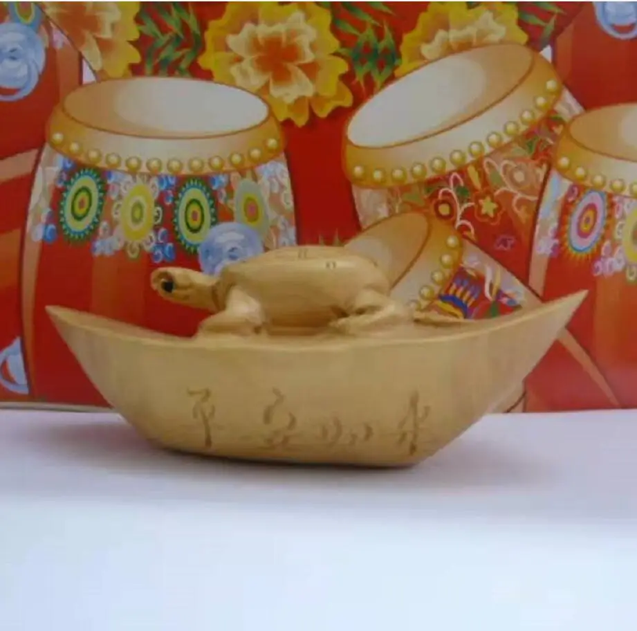 Медная Статуя китайского ручная работа Резной орнамент милый кот старый Самшит