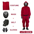 Красный комбинезон из игры кальмар, костюм для косплея, костюм для хэллоуивечерние, круглого семи масок, костюм на Хэллоуин для взрослых, фехтовальная маска 456