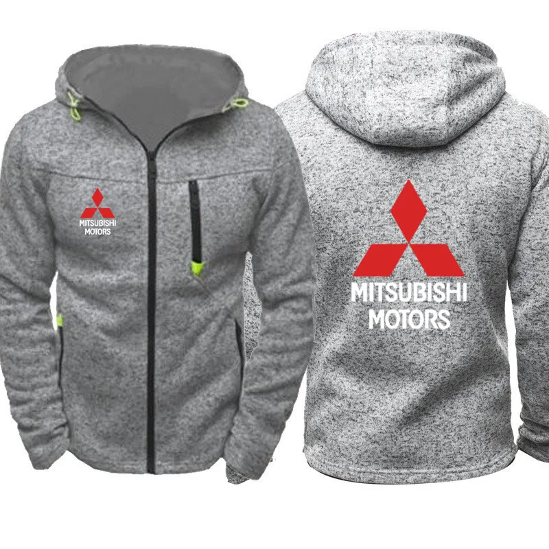

Hoodies Men Mitsubishi Car Logo Print Casual Hip Hop Harajuku Long Sleeve Hooded Sweatshirts Mens zipper Jacket Man Hoody