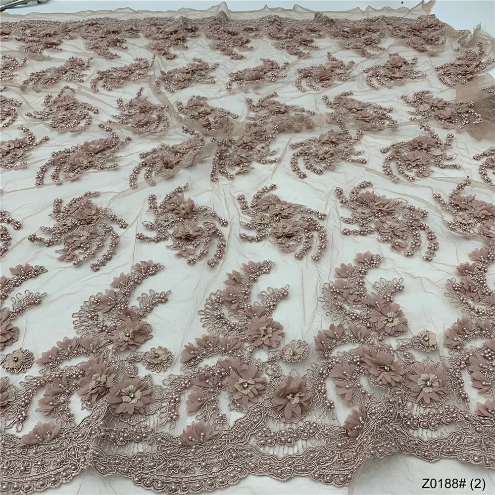 

Nigerian embroidered Tulle Lace Fabric High Quality French Tulle Lace Fabric With beads African Tulle Lace Material Z0188# (1)