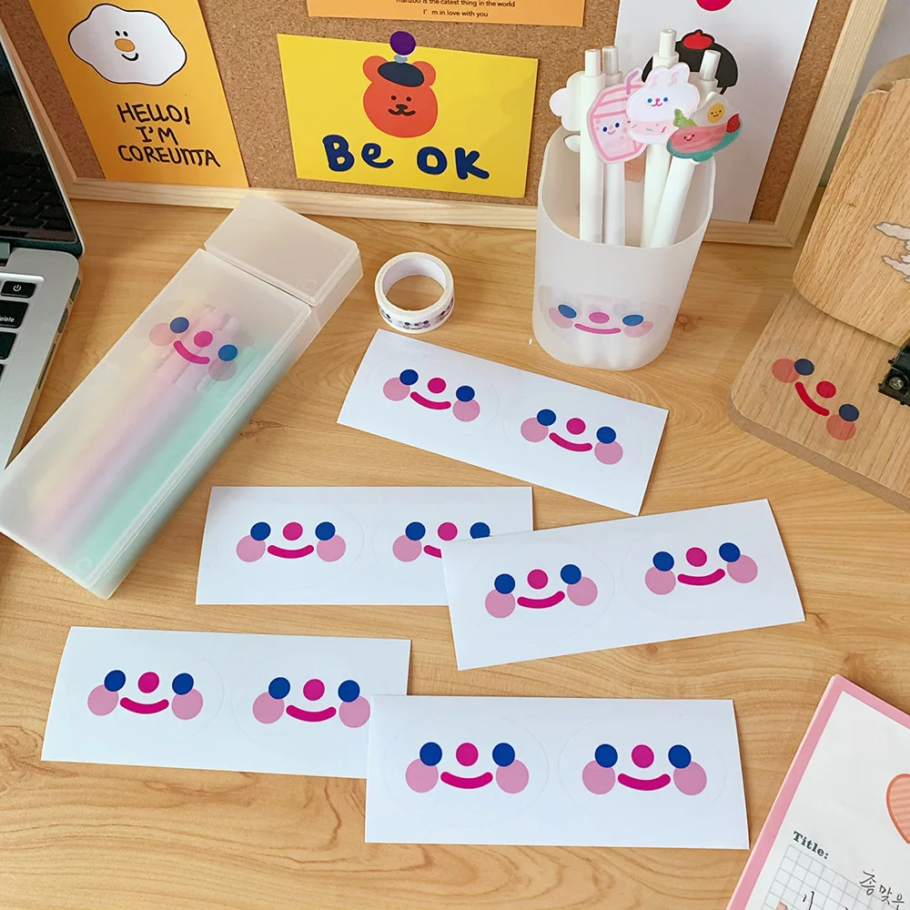 

W&G 5Pcs Korea Ins Cute Cloud Smiley Face Pocket Sticker Cartoon Student Sealing Sticker Notebook Kawaii Stickers Decoration