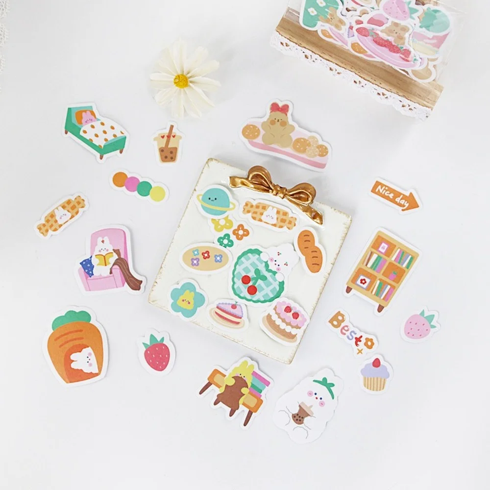 

40 шт., необычный милый альбом для стикеров, упаковка, декоративные Мультяшные узоры, маленькие милые бумажные ленты, набор канцелярских прин...