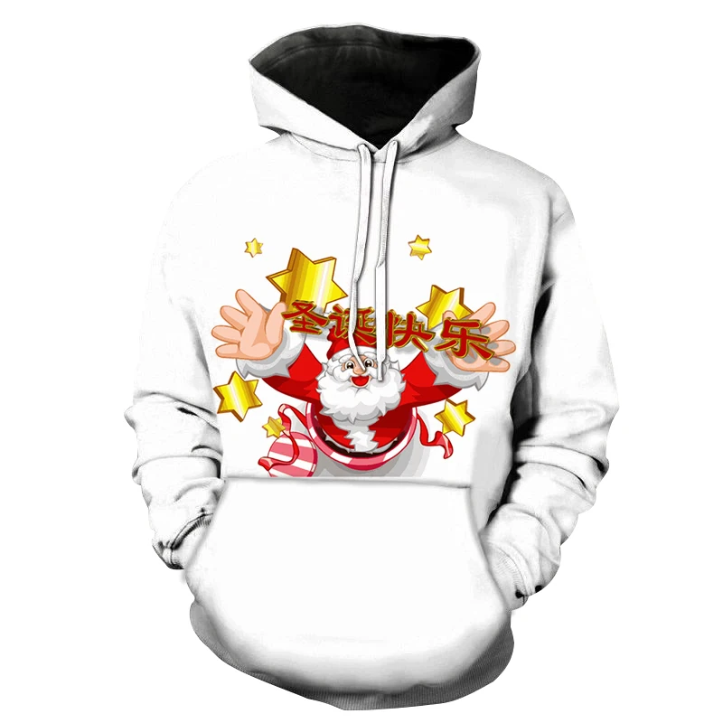 

Christmas gift Santa Claus men's hoodie 3D printing autumn and winter fashion men's/women/children's hooded snowman pullover