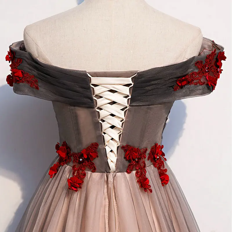 

LAMYA Elegant Appliques Evening Party Dress Plus Size a Line Prom Gown Boat Neck Lace with Beads Vestido De Festa Formal Evening