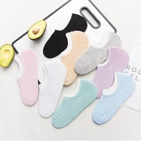 womens boat socks shallow mouth spring and summer short tube solid color casual combed cotton non slip invisible womens socks
