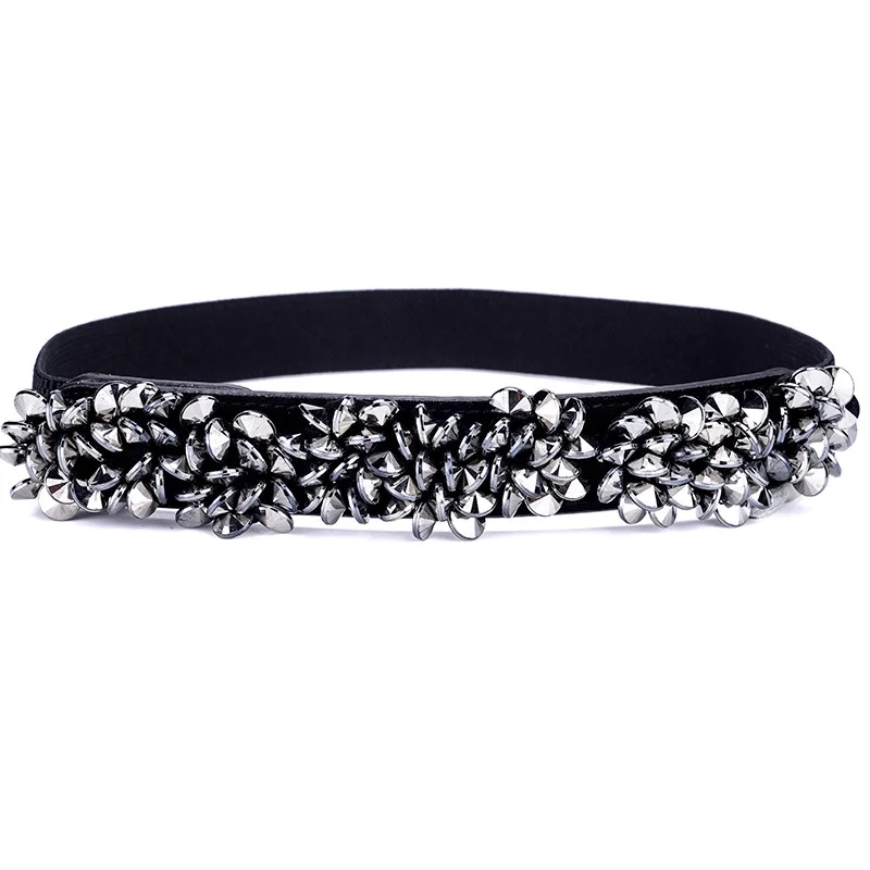 Ремень женский с металлической пластиной широкий пояс в стиле панк/вестерн