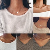 boho women chocker necklaces gold silver color chain star heart choker necklace bijoux collares female jewlery