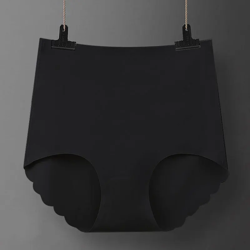 Размера плюс Бесшовные женские трусы однотонные Трусики с высокой талией