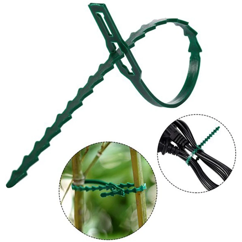 

300 Pcs Adjustable Plastic Plant Cable Ties Reusable Cable Ties & 200 Pcs Garden Stakes Landscape Staples