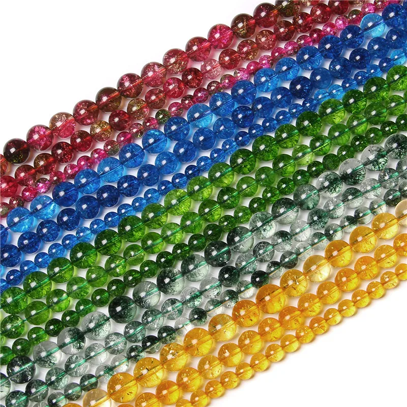 

6/8/10 mm Fengshui Motto Beads For DIY Making Bracelets Jewelry Wholesale Colorful Polished Green Quartz Crystal Small Bead Deco