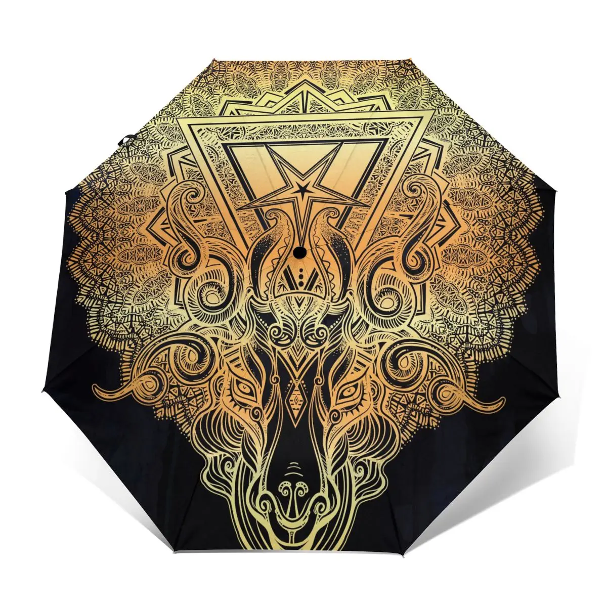 Miglior Ombrello Automatico Pieghevole Resistente Al Vento Pentagramma Automatico Testa Del Demone Baphomet Capra Satanica Ombrelli Antivento Pioggia