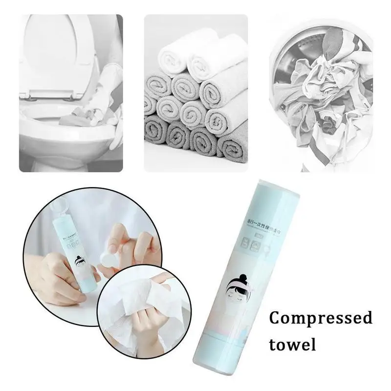 

Portable Travel Disposable Cleansing Towel and Storage Box Compressed Face Towel Magic Wipes Paper Wood Fiber Tissue 10 Capsules