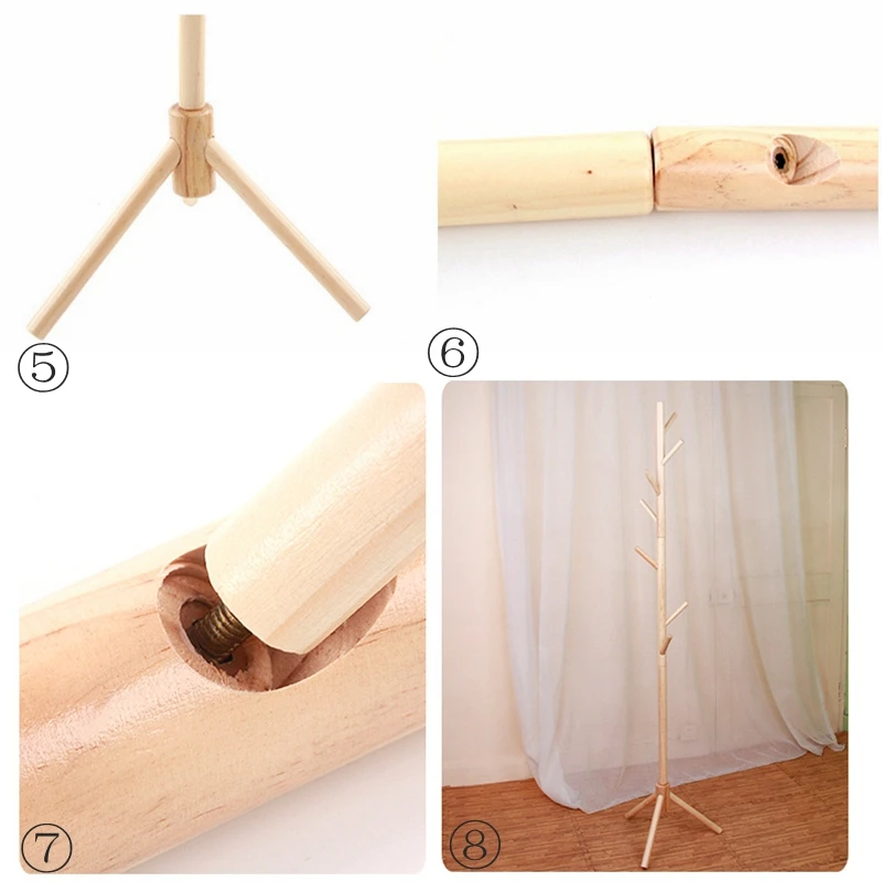 Деревянная вешалка напольные вешалки для пальто 8 крючков домашняя мебель