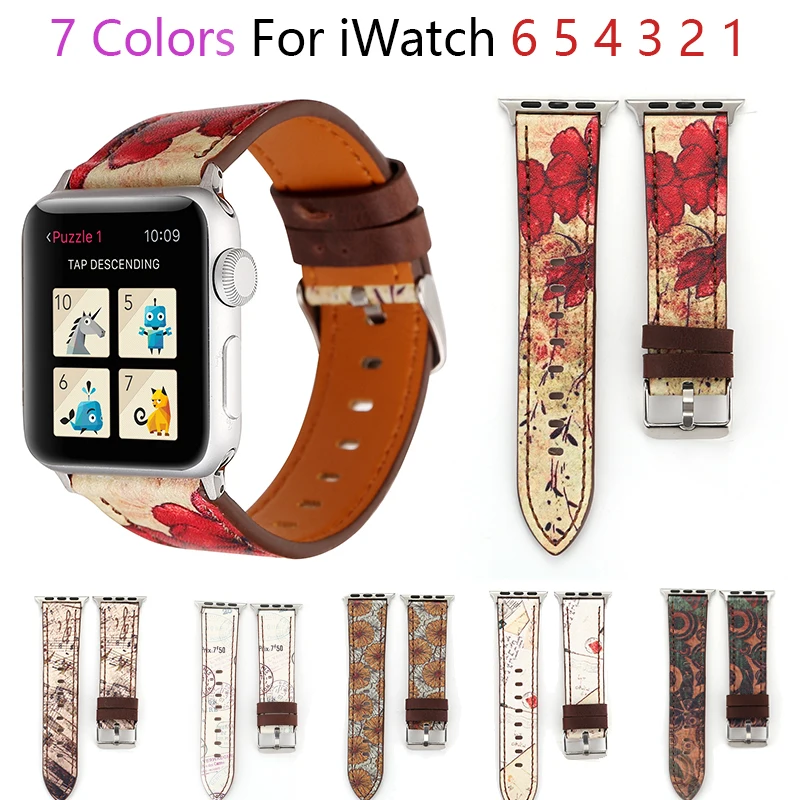 

Vintage Leather Watchband For Apple Watch Band 7 6 5 41mm 45mm 40mm 44mm Belt Bracelet For iWatch series Strap 4 3 2 1 38mm 42mm