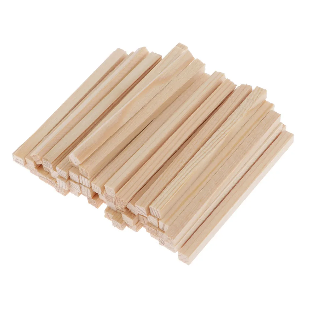 

50Pcs Wooden Blocks Unfinished Natural Basswood Sticks Making Woodencraft
