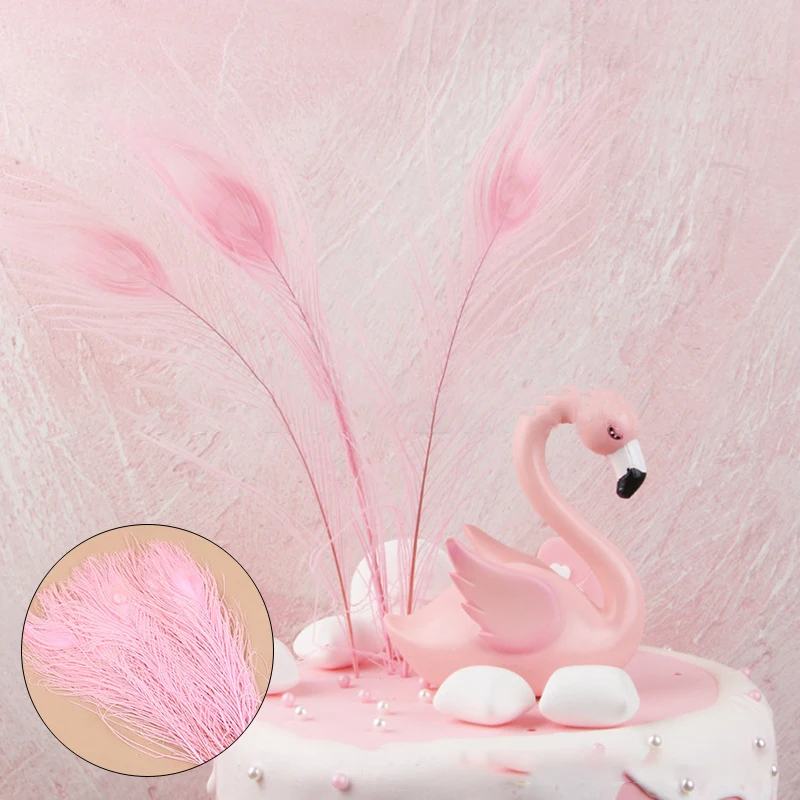 10 шт./лот Розовое перо павлина украшение для волос фламинго торта реквизит
