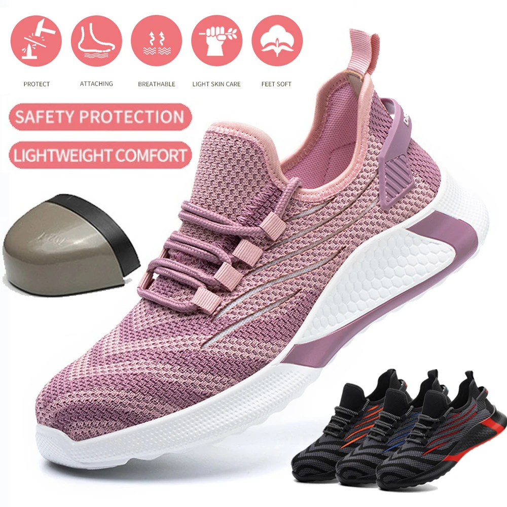 

Safety Shoes for Women Men Anti-puncture and Anti-smash Work Sneakers Indestructible Steel Toe Shoe Couples Working Shoes Unisex