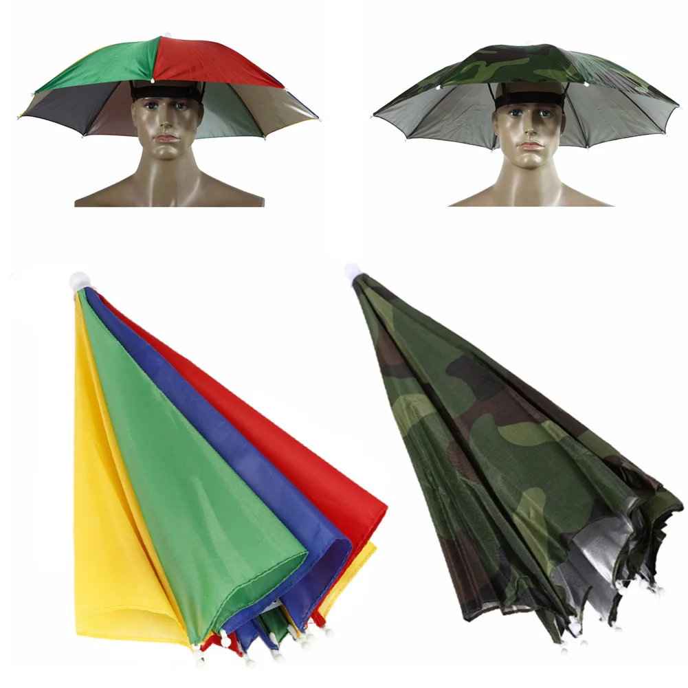 

Portable Head-mounted Umbrella 55cm Sun Shade Lightweight Camping Fishing Hiking Festival Outdoor Parasol Foldable Cap