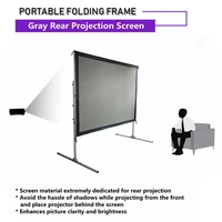 8k 3d 2 2gain grey rear projection screen deluxe quick folding frame mobile screen with adjustable height stands and carry bag