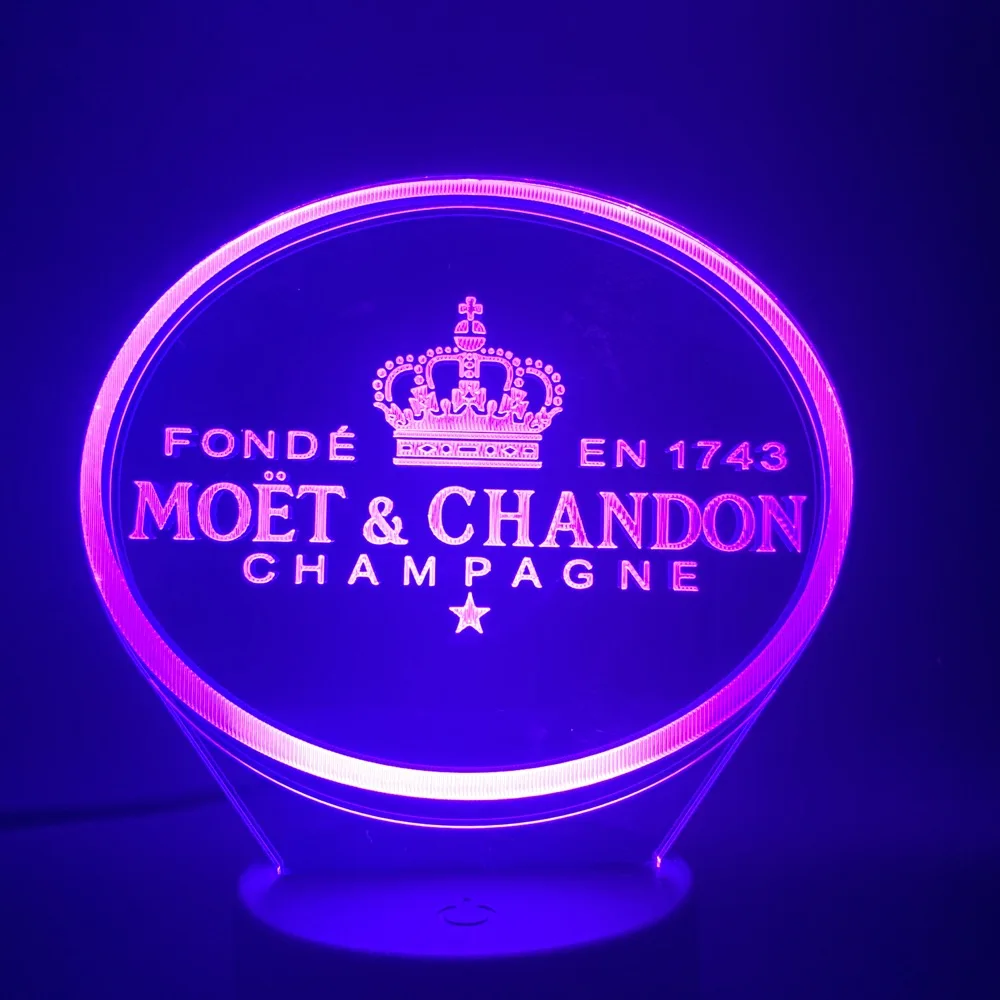 3d светодиодный ночной Светильник Moet Et Chandon шампанского, лампа для внутреннего украшения, меняющая цвет, сенсорный датчик, пульт дистанционного управления, лампа
