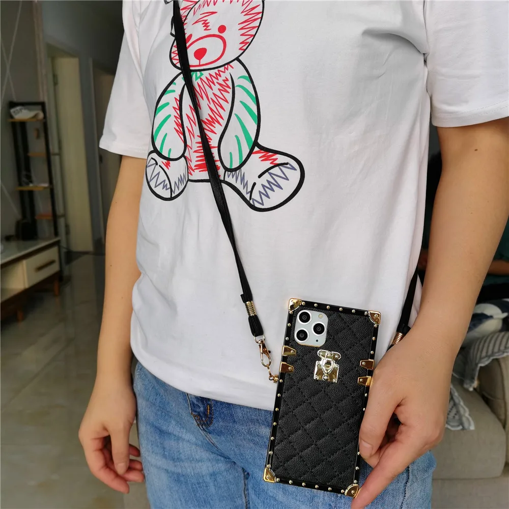 Роскошный брендовый чехол из овечьей кожи с квадратным ремешком для huawei P40 PRO P30 Mate