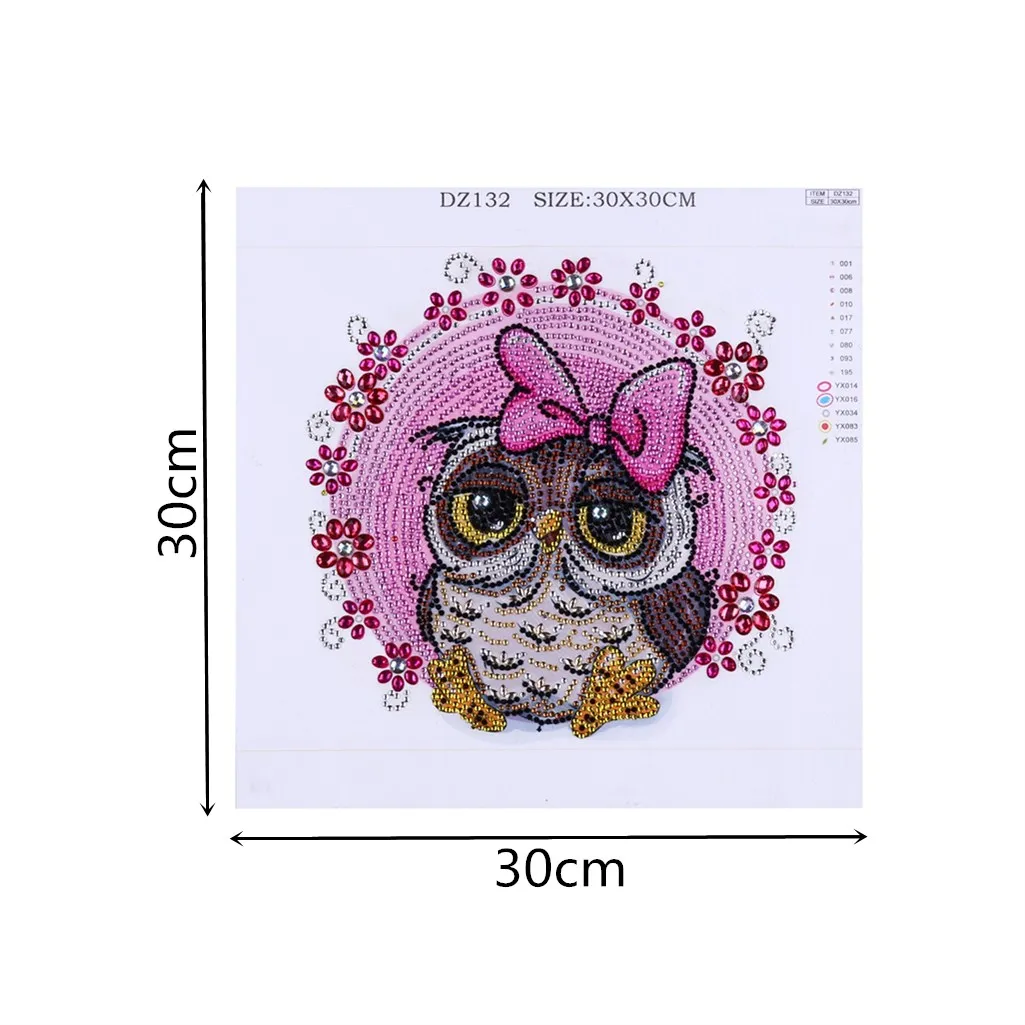 Животное Алмазная картина розовый цветок сова специальная форма круглый