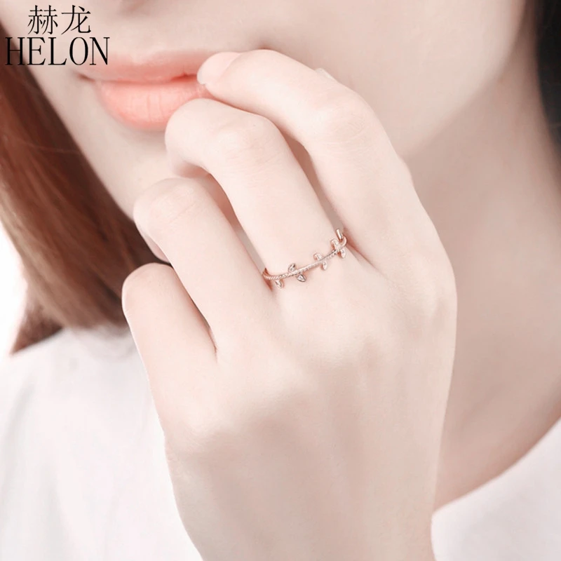 

HELON SI/H Diamonds Ring Solid 14k Rose Gold AU585 100% Natural Diamonds Engagement Wedding Trendy Fine Jewely Unirque Gift Ring