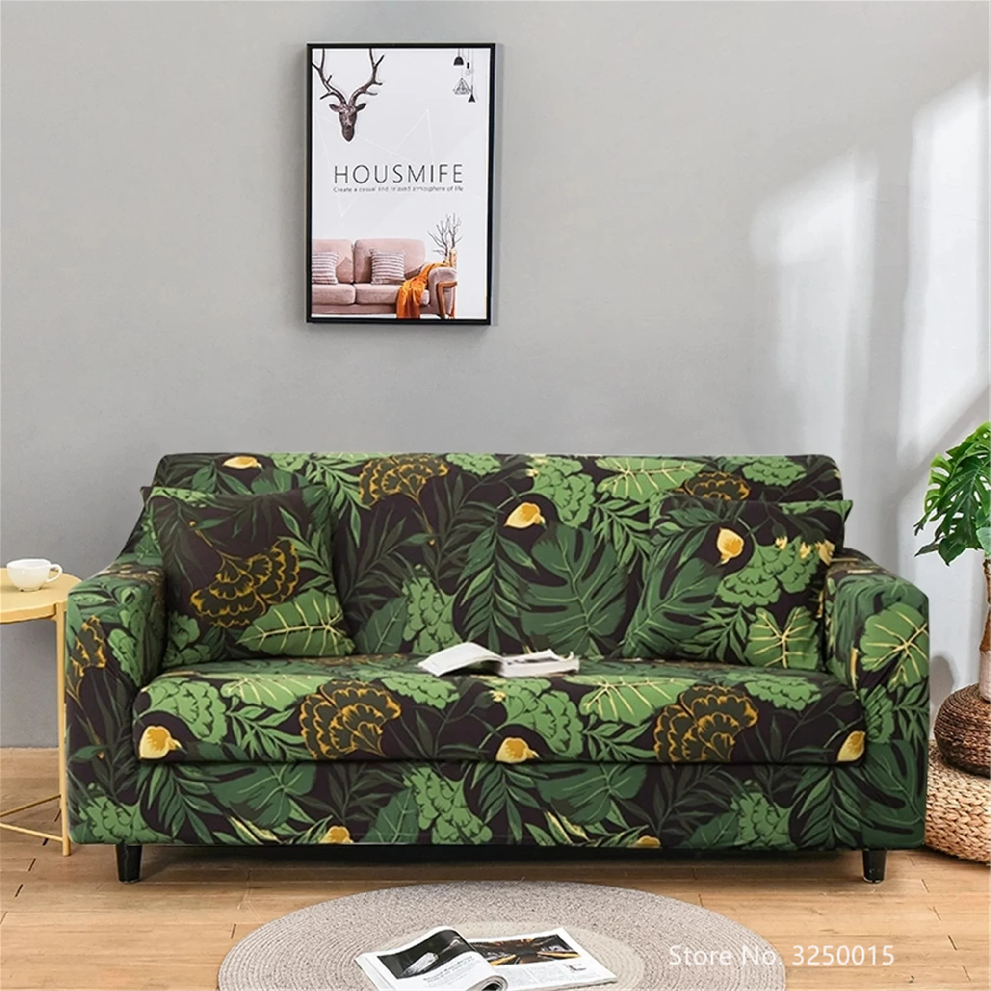 

Flower Green Leaf Series Pattern Elastic Sofa Cover Spandex Polyester Dustproof Living Room Decoration Sofa Chair 1/2/3/4 Seat