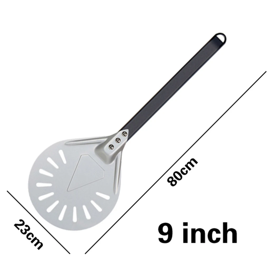 

Pizza Turning small Pizza Peel Paddle Short round Pizza Tool Non Slip wooden Handle 7 8 9 inch Perforated Pizza Shovel Aluminum