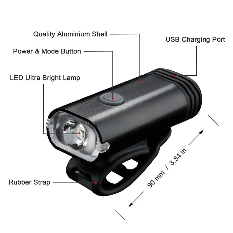 

Wasafire 7 Modes Bicycle Headlights Usb Charging Waterproof Bicycle Headlights 350 Lumen Night Riding Aluminum Headlights