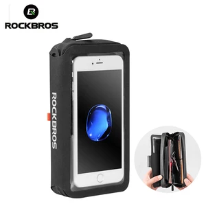 rockbros rainproof bicycle bag tpu touch screen reflective purse phone bag men women wallet handbag large capacity bike bag 6 0 free global shipping